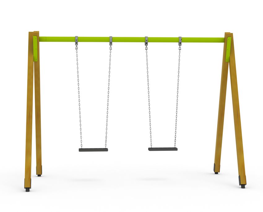 Doppelschaukel Wise Plus mit Holzpfosten, 2 Sitze